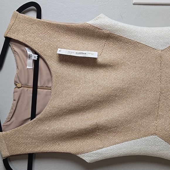 Anthropologie DREW-NWT-Tan/White Sheath Dress Fully Lined-Size 4 - Picture 3 of 16